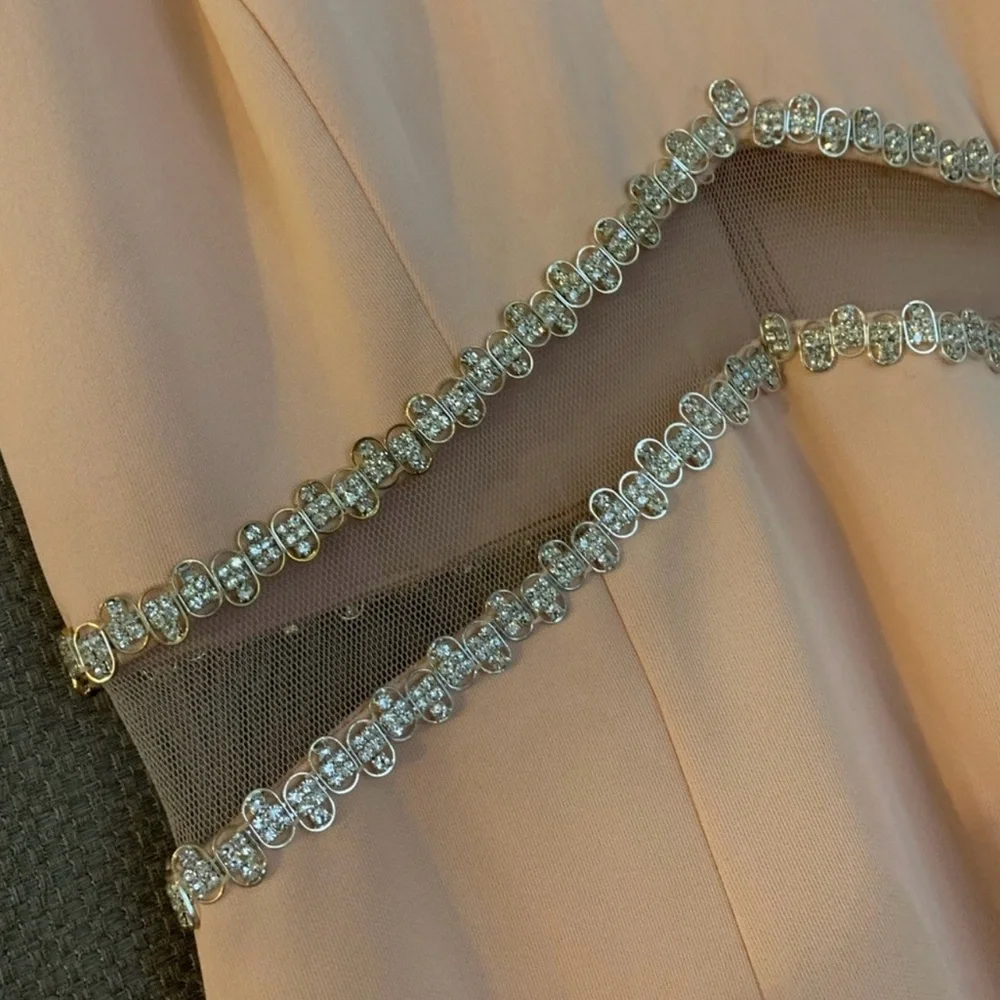 Aqua Dress Pastel Pink Formal Gown with Rhinestone Waist - Picture 5 of 6